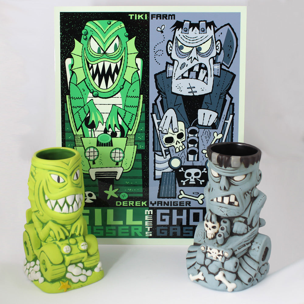 Gill Gasser & Ghoul Gasser Tiki Mugs & Metal Print Set – Tiki Farm